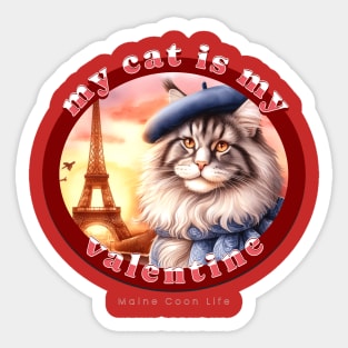 My French Valentine Cat Maine Coon Life 07M Sticker